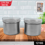 Multipurpose Stainless Steel Airtight Containers With See Through Lid (2 Pc  500 ML)