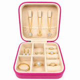 TP MINI Portable JEWELLERY BOX, Jewellery Box for Women, Girls, Children, Leather Jewellry Box, Travel Small Jewellery Storage Box for Necklaces, Earrings and Bracelets Gifts, Colour Pink