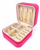 TP MINI Portable JEWELLERY BOX, Jewellery Box for Women, Girls, Children, Leather Jewellry Box, Travel Small Jewellery Storage Box for Necklaces, Earrings and Bracelets Gifts, Colour Pink