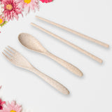 6 PCS Set Of Rice Bowl Noodle 1 Bowl With 1 Lid And Handle Wheat Straw Noodle Bowls With Wheat Straw 1 Fork 2 Chopsticks 1 Spoon For Soup Salad Cooker Snack Set