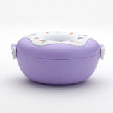 Donut Shaped Double Insulated 3 Compartment Lunch Box (1 Pc  - Mix Color)