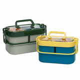 2 Layer Oval Lunch Box with Spoon & Fork , BPA-Free, Airtight & Leak-Proof Tiffin Box for All Ages , Perfect for School, Office, Travel & Gifting (Multi Color))