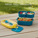 2 Layer Oval Lunch Box with Spoon & Fork , BPA-Free, Airtight & Leak-Proof Tiffin Box for All Ages , Perfect for School, Office, Travel & Gifting (Multi Color))