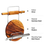 Chakla Belan Chimta Stand Rolling Pin Board Tong Holder | Silver Stainless Steel Multi-purpose Rack For Kitchen (1 Pc )