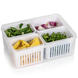 Fridge Storage Boxes Freezer Storage Containers, Container for Kitchen Storage Set, Storage in Kitchen, Vegetable Storage, Draining Crisper Refrigerator Food Box (4 Detachable Small Boxes)