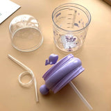 Whale Spray Water Bottle Toddler Cup Glass for Kids Travel Drinking Cups with Flexible Sipper Straw, Spill Proof Design, Perfect Tumbler for Kids Transparent (Pack of 1)