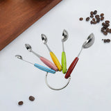 5 PCS Set Of Measuring Cups And Spoons Stackable Set With Silicone Handle