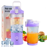 Magic Color Crusher Juicer With Multicolor Light for Smoothie USB Rechargeable 8 Stainless Steel Blades Compact Juicer Mixer, Juicer Portable Fresh Juice Blender Portable Electric Juicer (600 ML / Multicolor)