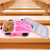 Plastic 3 Compartment Insulated Lunch Box  For Kids, Boys, Girls, School & Office Men (1 PC)
