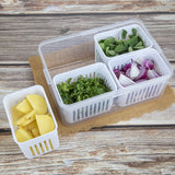 Fridge Storage Boxes Freezer Storage Containers, Container for Kitchen Storage Set, Storage in Kitchen, Vegetable Storage, Draining Crisper Refrigerator Food Box (4 Detachable Small Boxes)
