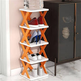 5 Tier Collapsible Shoes Stand, Shoe Tower Rack Suit For Small Spaces, Closet, Small Entryway, Easy Assembly And Stable In Structure, Corner Storage Cabinet