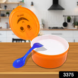 Smiley Plastic lunch box, Small Box With 2in1 Spoon for Kids & for School Going Boys and Girls multicolor pack of 1