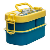 YUMMY – 2 Layer Oval Lunch Box with Spoon & Fork | BPA Free, Airtight & Leak Proof Tiffin Box for Kids Boys Girls Men & Women | Ideal for School, Office, Travel & Gifting (Green ,Light Orange & Gray))