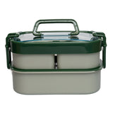 YUMMY – 2 Layer Oval Lunch Box with Spoon & Fork | BPA Free, Airtight & Leak Proof Tiffin Box for Kids Boys Girls Men & Women | Ideal for School, Office, Travel & Gifting (Green ,Light Orange & Gray))