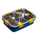 Multicolor Multipurpose 3 Compartment Stainless Steel Lunch Box  Leak-Proof, Durable & Portable Tiffin Box for Office, School & Travel