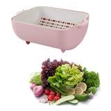 Multi functional BPA Free Double Layered Plastic Rotatable Strainer Bowl With Handles For Washing Rinsing Serving Vegetables  Fruits (Multicolor)