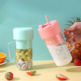 Portable Crusher Juicer With Handle & Straw USB Rechargeable 6 Blades Portable Fresh Juice Blender Portable Electric Juicer (420 ML)