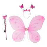 Baby Girls Fairy Nylon Butterfly Wings Costume Butterfly Fairy Angel Wing Wand and Hairband Multi- Color for Party (1pc)