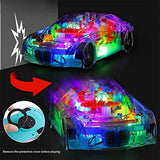 Automatic 360 Degree Rotating Transparent Gear Concept Car with Musical and 3D Flashing Lights Toy for Kids Boys & Girls (Multicolor/Battery Not Included)