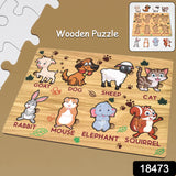 Wooden Puzzle Learning Educational Board of Animal | Different Animal Shape Puzzle Boards and Gift for Toddlers & Kids Puzzle for Early Childhood Development (1 Set / 28×20 Cm)