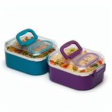 Yummy 2 - Side Click Lunch Box ,Leak Proof ,Food Grade Material  ,With Vent & Sealing Gasket Compact Container For Kids & Adults