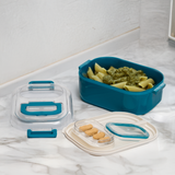 Yummy 2 - Side Click Lunch Box ,Leak Proof ,Food Grade Material  ,With Vent & Sealing Gasket Compact Container For Kids & Adults