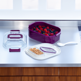 Yummy 2 - Side Click Lunch Box ,Leak Proof ,Food Grade Material  ,With Vent & Sealing Gasket Compact Container For Kids & Adults