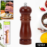Wooden Pepper Mill 8 Inch Tall - Best Pepper Grinder| Salt Shakers with Adjustable Ceramic Rotor(1 Pc)