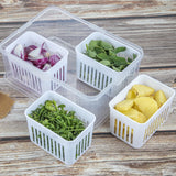 Fridge Storage Boxes Freezer Storage Containers, Container for Kitchen Storage Set, Storage in Kitchen, Vegetable Storage, Draining Crisper Refrigerator Food Box (4 Detachable Small Boxes)