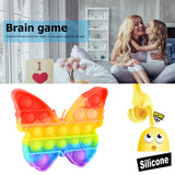 Pop It Fidget Toys, Push Pop Bubble Fidget Sensory Toy, Autism Special Needs Silicone Stress Relief Toy, Fidget Toy & Novelty Gifts for Kids Adults(Rainbow Butterfly -1 PC)
