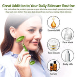 Facial Massager Jade Roller & Gua Sha Tool 100% Natural Stone for Face Neck Healing Skin Wrinkles & Face Eye Neck Foot Manual Massage For Women