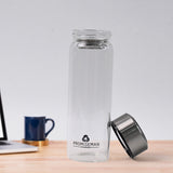 Outdoor Sport Glass Water Bottle Leakproof BPA-Free For Travel Cold And Hot Water Glass  With Steel Lid ( 500 ML Approx.)