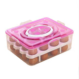 2Layer 32 Grid Egg Tray With Lid Egg Carrier Holder For Refrigerator Camping Food Storage Container With Handle (1 Pc )