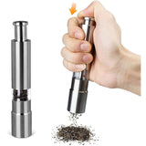 Stainless Steel Thumb Presser Salt and Pepper Grinder Tall Salt and Pepper Mill Shakers with Adjustable Coarseness &amp; Stylish Design for Grinding Salt and Black Pepper (1 Pc)