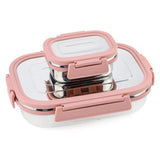 Premium Stainless Steel Leak Proof Air Tight Lunch Boxes (900ml+200ml Approx.  2 PC Set)