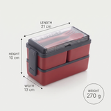 Portable lunch box with three food containers