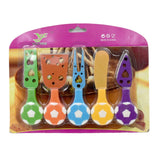 Football Soccer Cheese Knife Set, Colorful Cheese Slicer Cheese Cutter Cheese Fork Cheese Spreaders Crumbly Cheese Knives for Parties, BBQ and Dinner Stainless Steel Cheese Knives Set (5 Pcs Set)