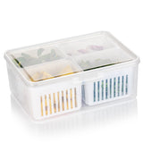 Fridge Storage Boxes Freezer Storage Containers, Container for Kitchen Storage Set, Storage in Kitchen, Vegetable Storage, Draining Crisper Refrigerator Food Box (4 Detachable Small Boxes)