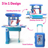 Premium Doctor Set Trolley Little Doctor Kids Toy Luggage Real Action Play Set with LED Light Instruments (1 Set)