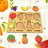Wooden Puzzle Learning Educational Board of Fruits | Different Fruits Shape Puzzle Boards and Gift for Toddlers & Kids Puzzle for Early Childhood Development (1 Set / 28×20 Cm)