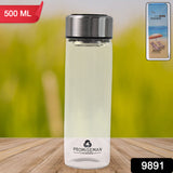 Outdoor Sport Glass Water Bottle Leakproof BPA-Free For Travel Cold And Hot Water Glass  With Steel Lid ( 500 ML Approx.)