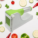 Virgin Plastic French Fry Chipper, Potato Chipper /Potato Slicer with Container Potato Chipper with Slicer, Fork and Guard, Green and White