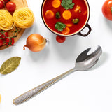 Stainless Steel Gold Bordered Set Of 6 PCS Textured Spoons Gold Plated Handle
