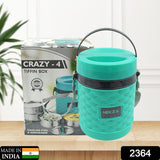 Double Wall Insulated Stainless Steel Tiffin 4 Compartment Lunch Box With Handle Stackable Stainless Steel Lunch Box  BPA Free  Leak proof dabba For Office Home School Hot Outer Plastic Tiffin Box Set (1 Pc 4 Compartment)