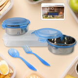 Sumo Lunch Box With Lunch Bag |Plastic Lunch Box  Plastic Spoon Fork (2 Pc Set  With Lunch Box)