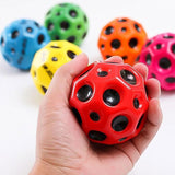 Super Bouncy Coral Star Anti Stress Ball For Kids| Moon Crater Texture Soft Rubber Beach Garden Outdoor Indoor Picnic Cricket Coral Ball (Multicolor-Moon Ball-1 Pc)