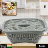 Multipurpose Plastic Basket Organizer For Kitchen Countertop Cabinet Bathroom With Lid Plastic Storage Basket For Store Fruits Vegetables Magazines Cosmetics Stationary (1 Pc  Mix Color )