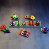Geometric Brick With Box- 5 Angle Matching Column Blocks For Kids - Preschool Educational Learning Toys.