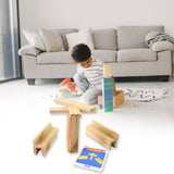 Wooden Pattern Brain Puzzles for Kids & Adults: Challenge Wooden Puzzle Games for Family Party Favors - Brain Games for Kids & Toddlers, 20 Pcs Wooden Strips, 40 Pattern Cards (1 Set)