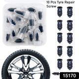 Tire Repair Rubber Nail Car Tire Repair Nails Tire Repair Rubber Screws Black (10 Pcs Set)